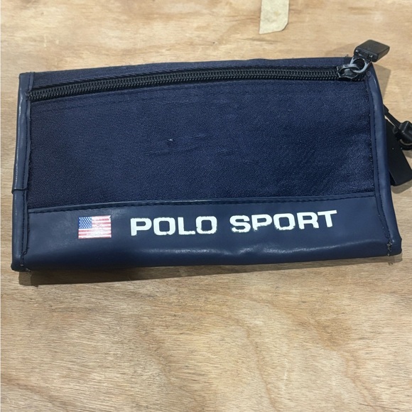Polo sport Ralph Lauren vintage 90s wallet blue nylon trifold 8”x4.75” - Picture 5 of 7